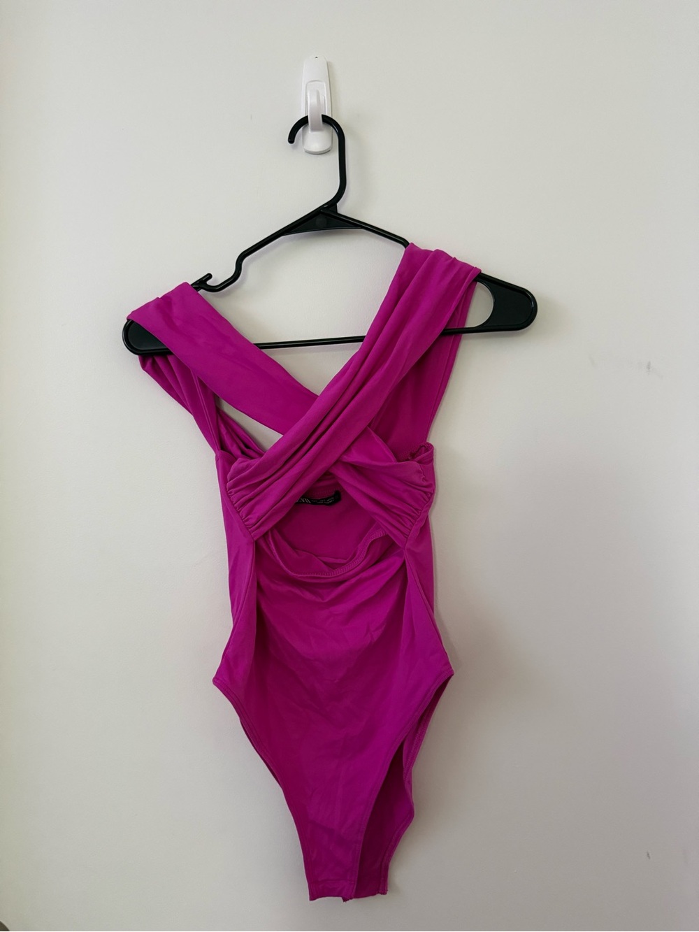 Zara Magenta One-Piece Swimsuit with Cross-Back